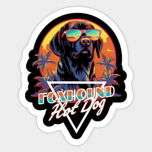 Retro Wave Foxhound Hot Dog Shirt Sticker